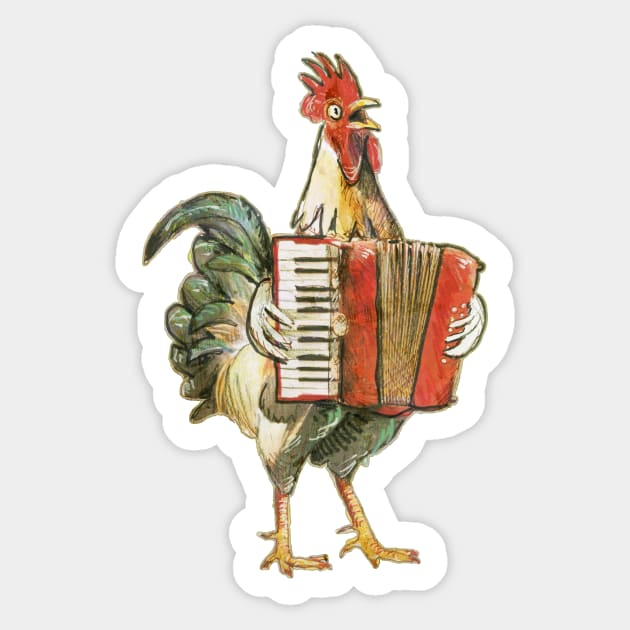 Accordion Chicken Sticker by flyingjillio